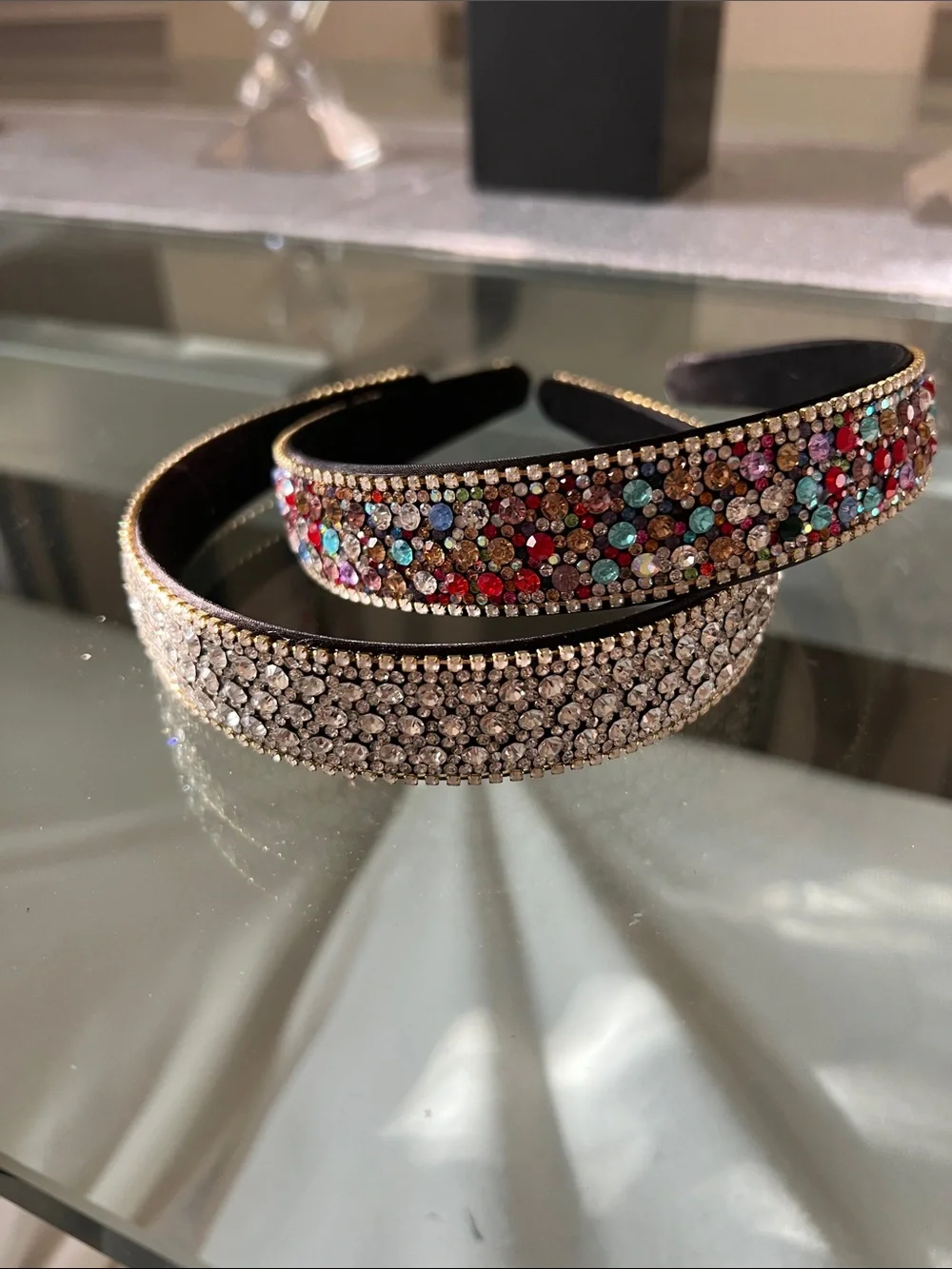 New Crystal Pavé Multicolor and Silver Rhinestone Headbands - Women Accessories